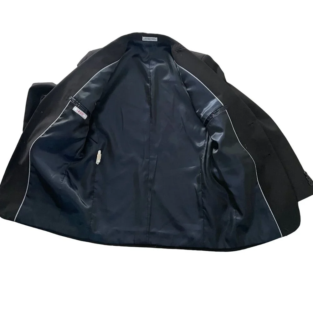 Izod Wool Single-Breasted Blazer Jacket Boys Size 16 Black Business Career - Picture 4 of 13